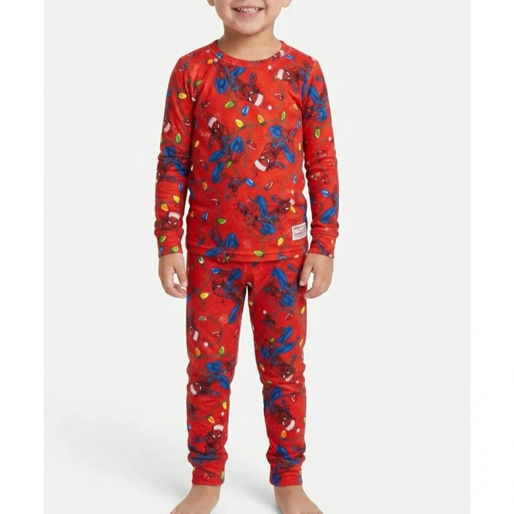 Marvel Spider-Man Christmas Pajamas Toddler Boys 2T NWT Viscose Soft PJ Set Red